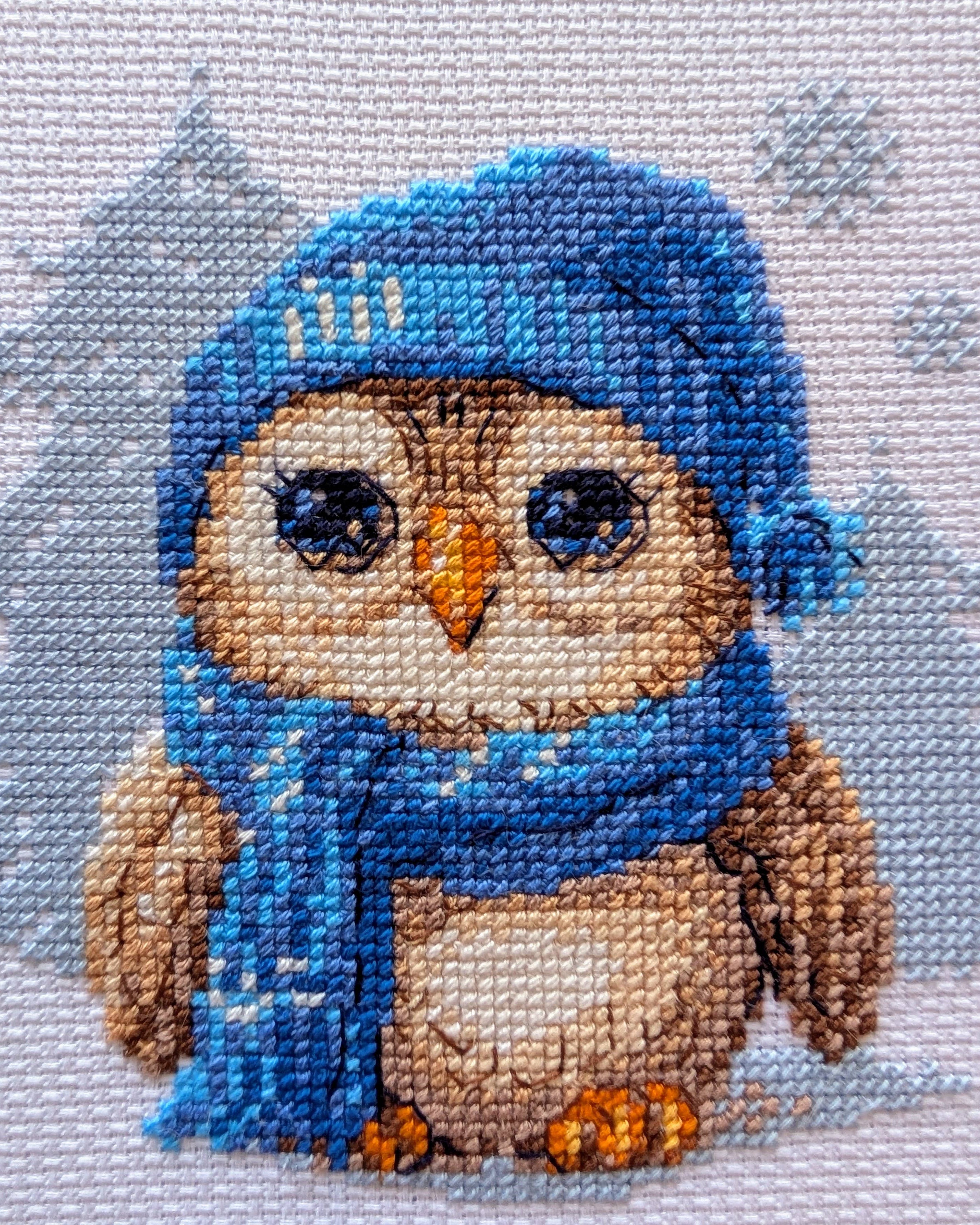 Vinter ugle - RIOLIS Broderikit (15x15 cm)