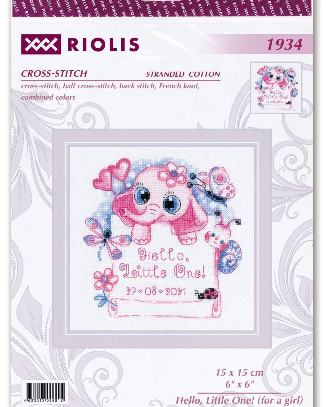 Hej, Lille En! Pink – RIOLIS Broderikit (15 x 15 cm)