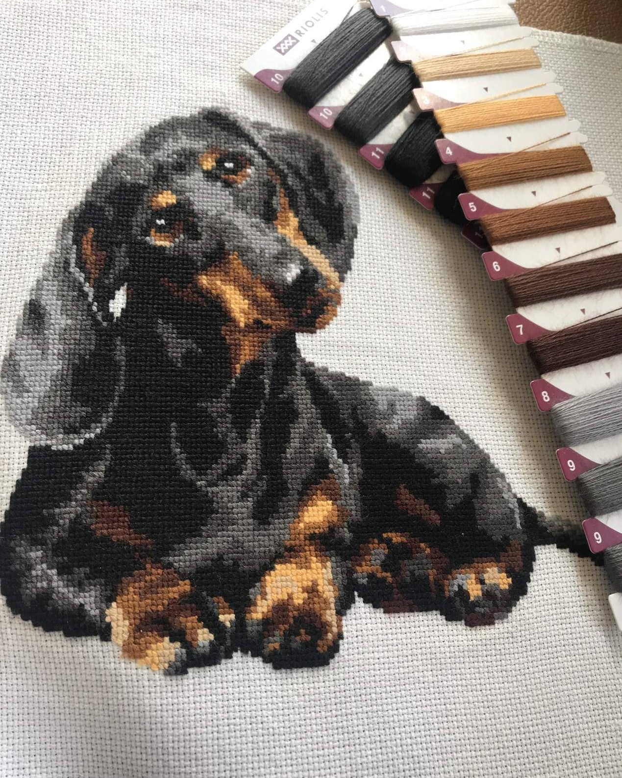 Gravhund – RIOLIS Broderikit (25 x 25 cm)