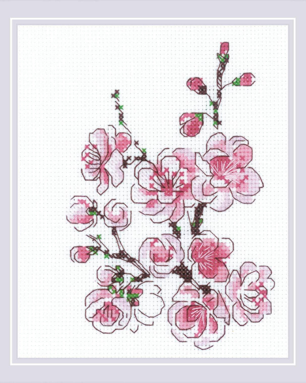 Sakura-grenen - RIOLIS Broderikit (13 x 16 cm)