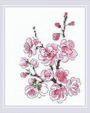 Sakura-grenen - RIOLIS Broderikit (13 x 16 cm)