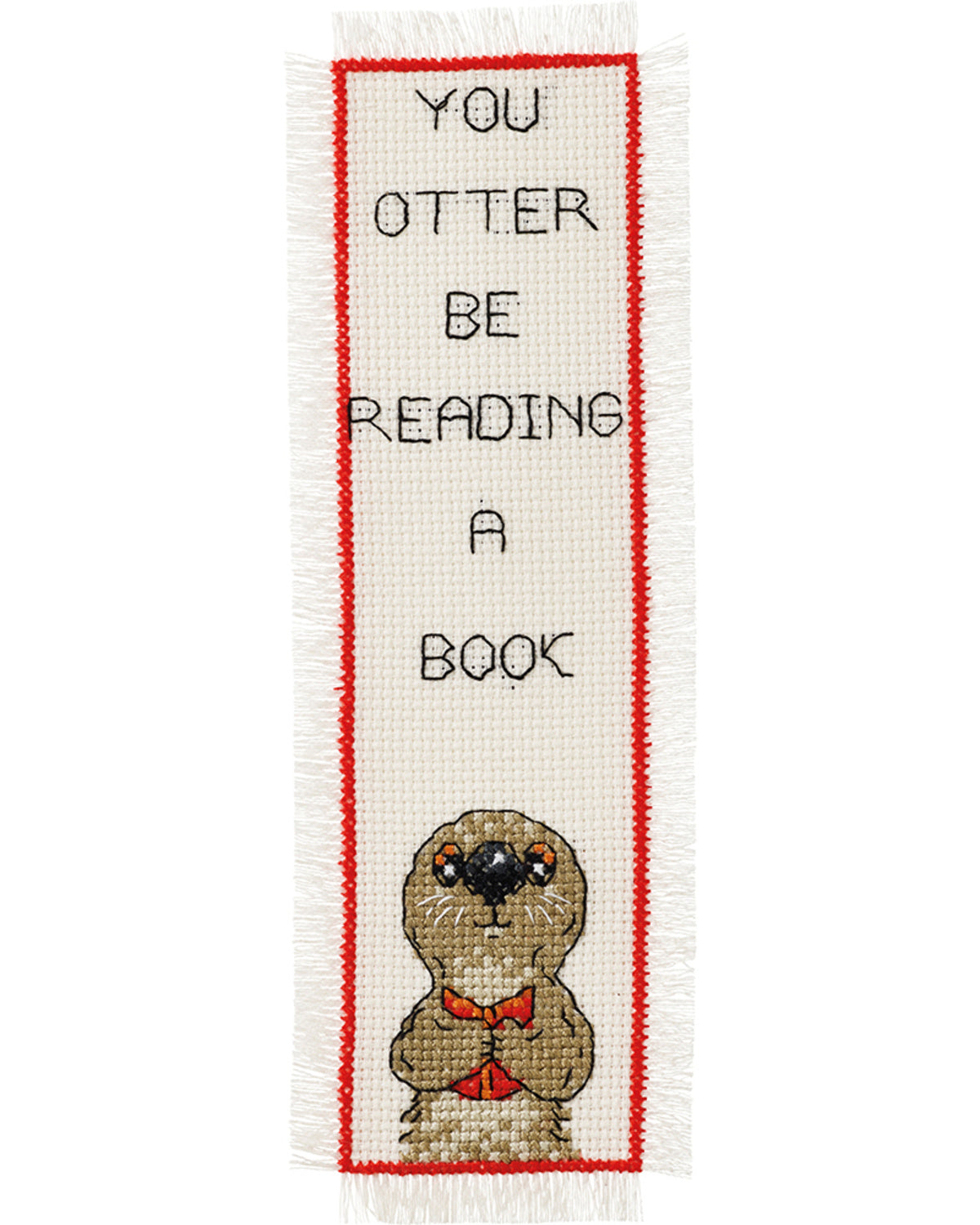 Bogmærke "You otter be reading a book" – Broderikit (7x22 cm)