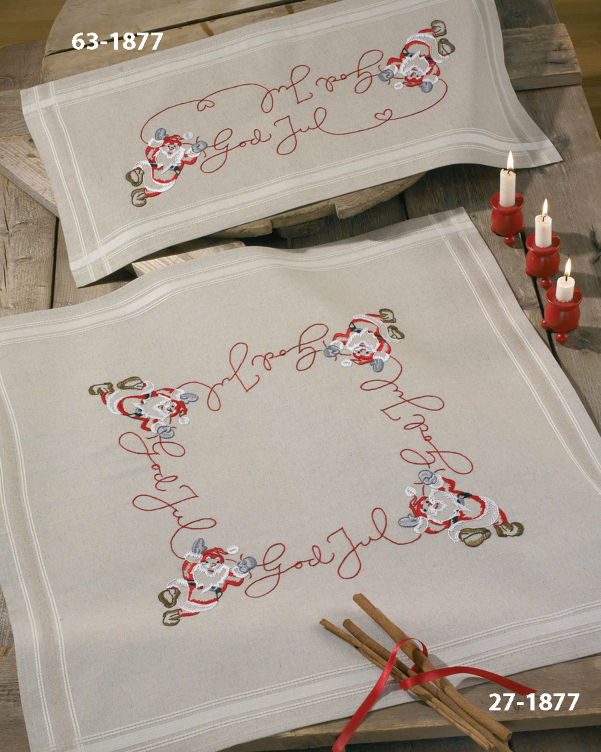 God jul bordløber - Broderikit (40 x 80 cm)