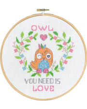 Owl You Need Is Love – Broderikit (Ø20 cm) inkl. ramme