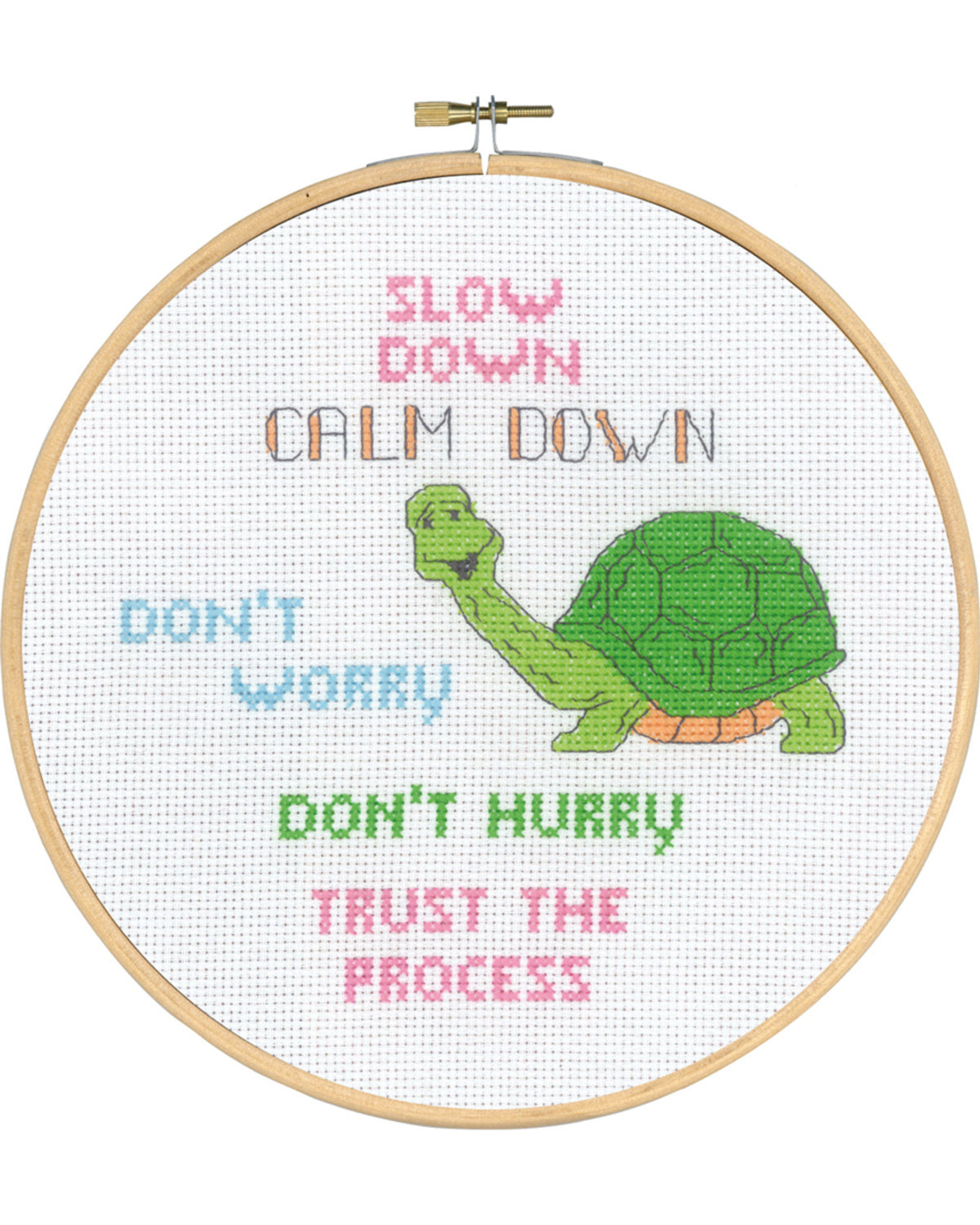 Slow Down – Broderikit med skilpadde (Ø20 cm) inkl. ramme
