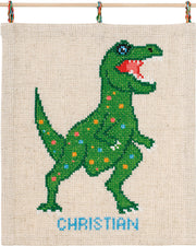 Dino med navn – Broderikit (30x34 cm)