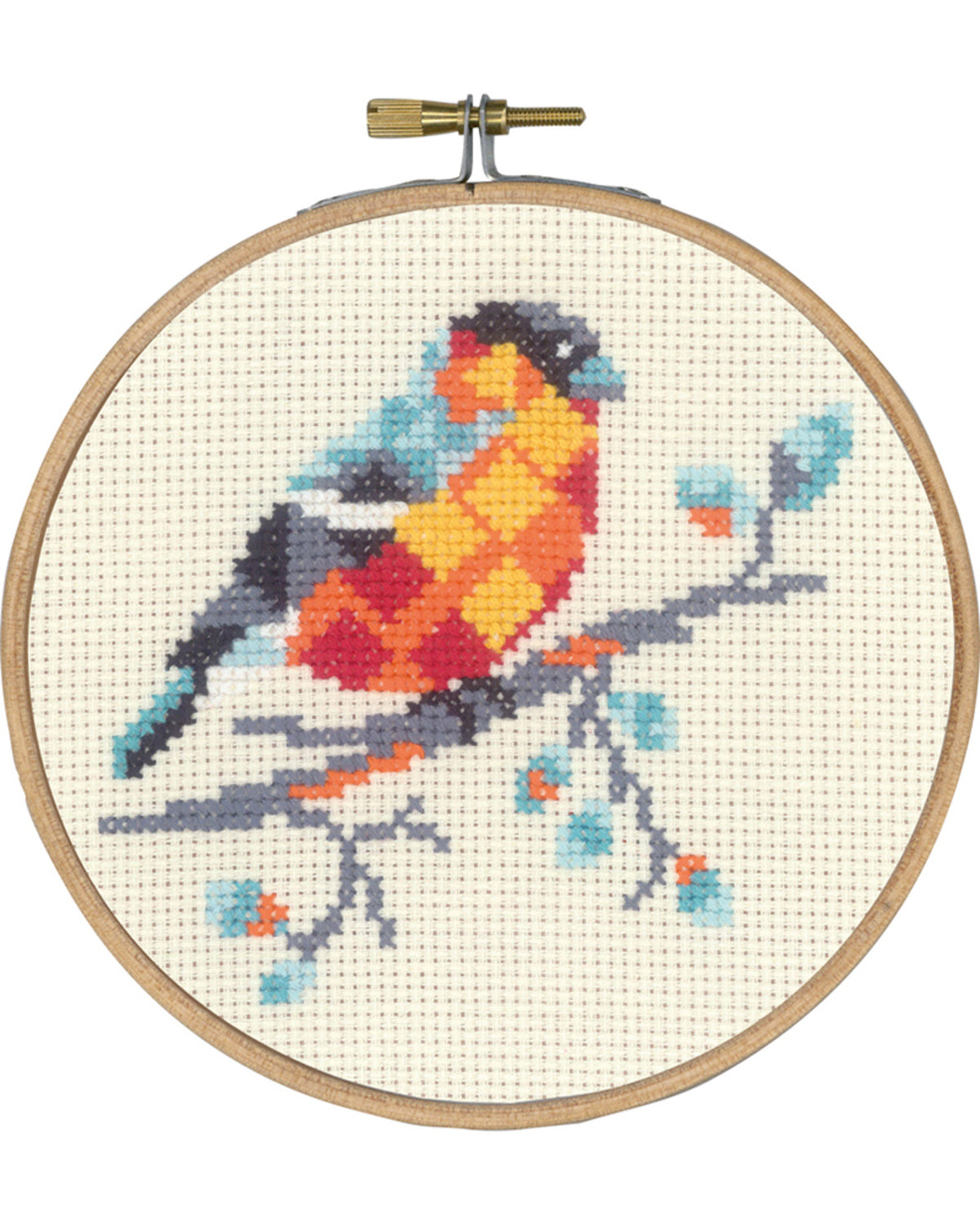 Dompap – Broderikit (Ø13 cm)