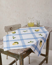 Citron & blomster dug – Broderikit (85 x 85 cm)