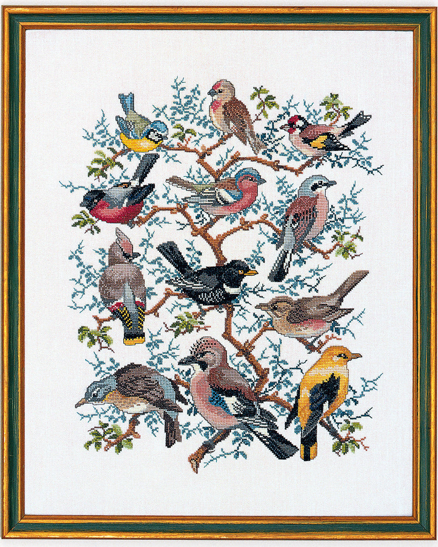 Træ med fugle – Broderikit (40x50 cm)