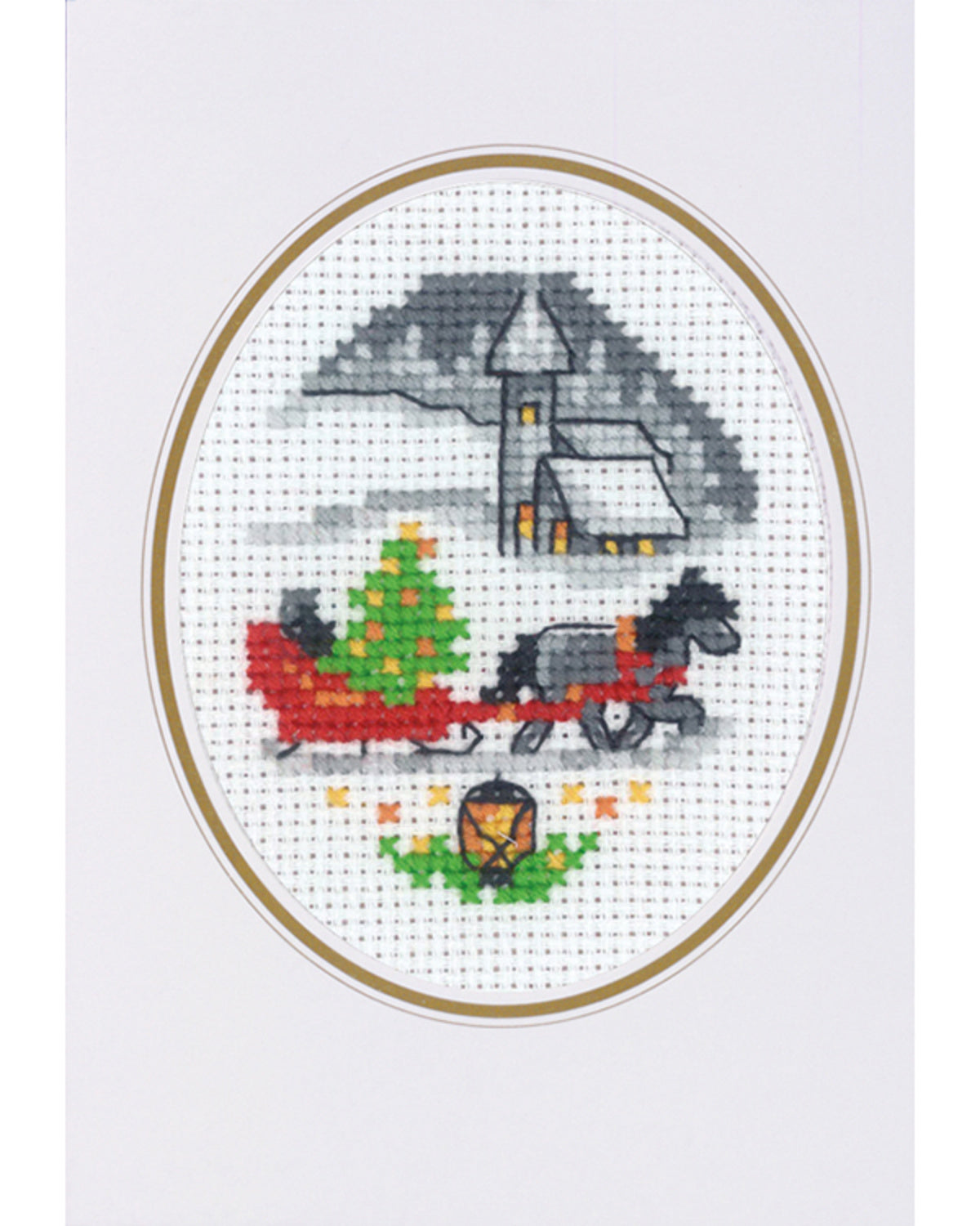 Julekort med Kane & Kirke – Broderikit (9×13 cm)