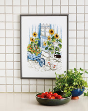 Høns i gården – Broderikit (30 x 40 cm)