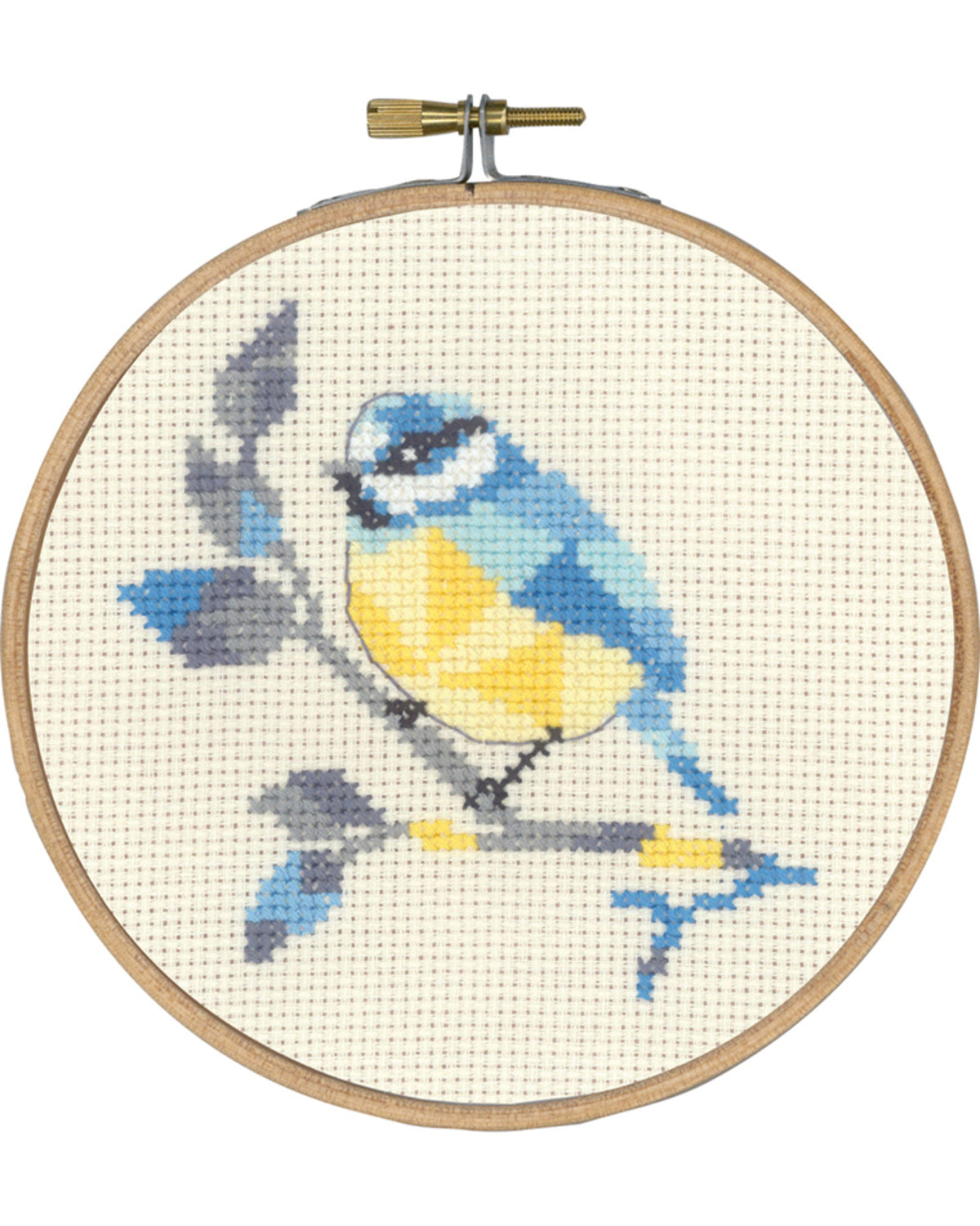 Blåmejse – Broderikit (Ø13 cm)