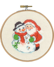 Snemand og Julemand – Broderikit (Ø15 cm)