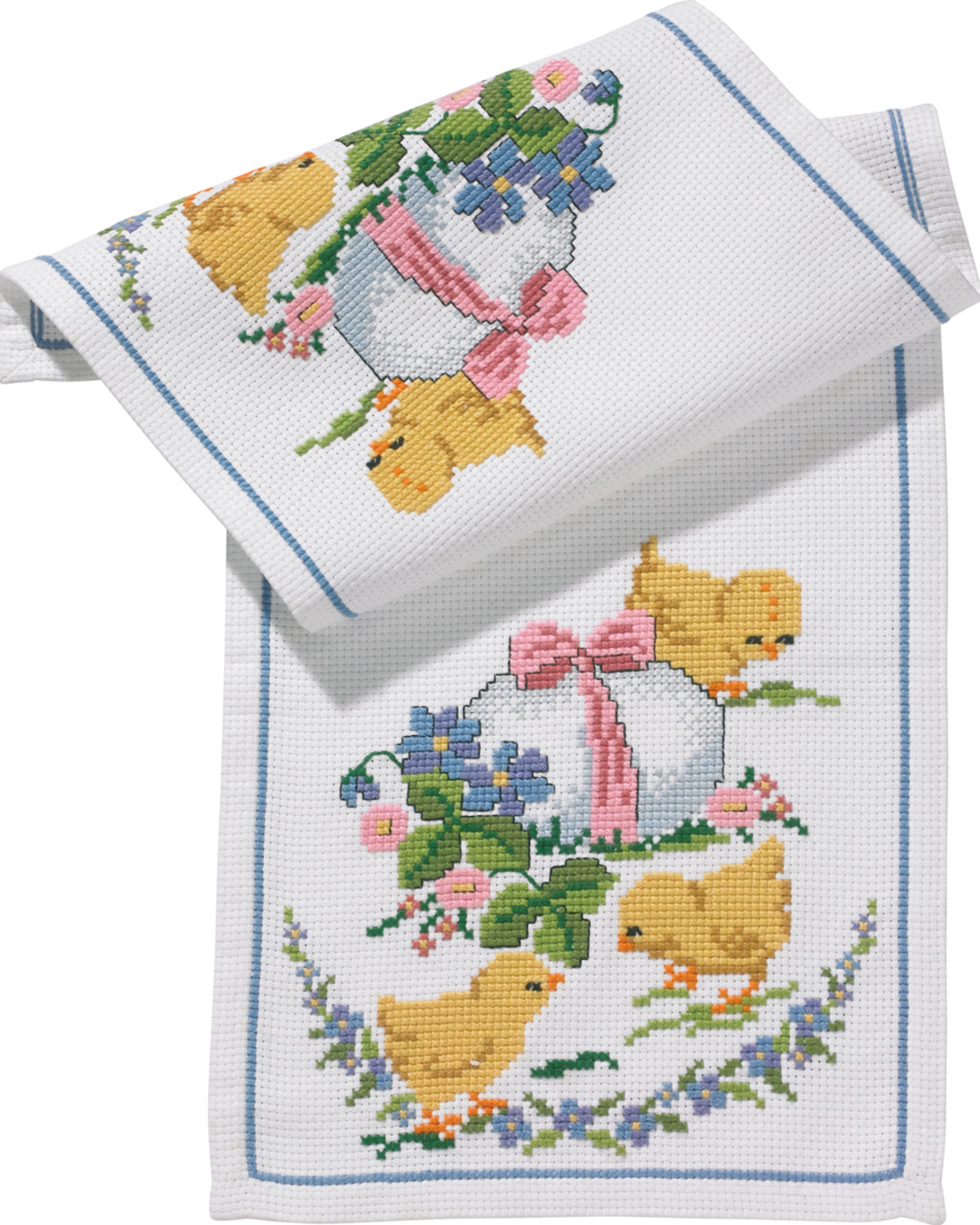 Kyllinger og æg bordløber – Broderikit (27x92 cm)