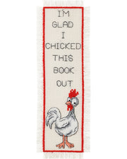 Bogmærke "I’m glad I chicked this book out" – Broderikit (7x22 cm)