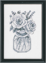 Sort/Hvid Roser – Broderikit (9x13 cm)