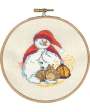 Snemand og råkid – Broderikit (Ø15 cm)