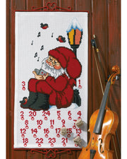 Julekalender Nisse ved Lygte - Broderikit (38×70 cm)