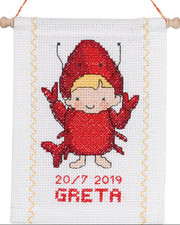 Fødselsbillede med Krebs – Broderikit (18 x 25 cm)