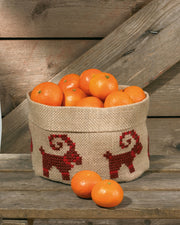 Kurv med Julebukke – Broderikit (21x15 cm)