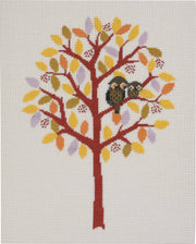 Efterårstræ med Fugle – Broderikit (32x39 cm)