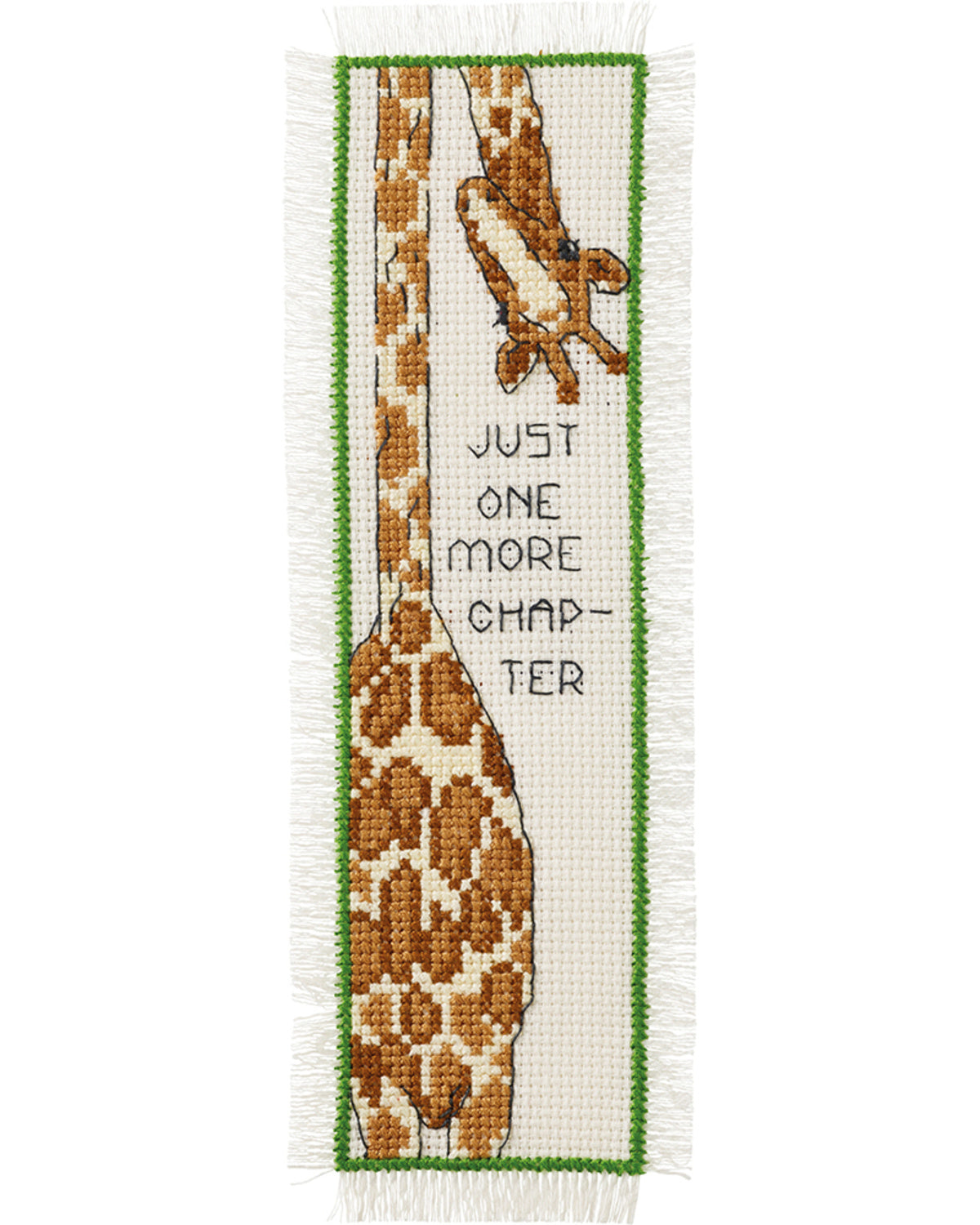Bogmærke "Just one more chapter" – Broderikit (7x22 cm)