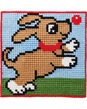 Hund med bold – Begynderkit (25x25 cm)
