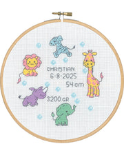 Fødselsbillede med dyr – Broderikit (Ø18 cm)