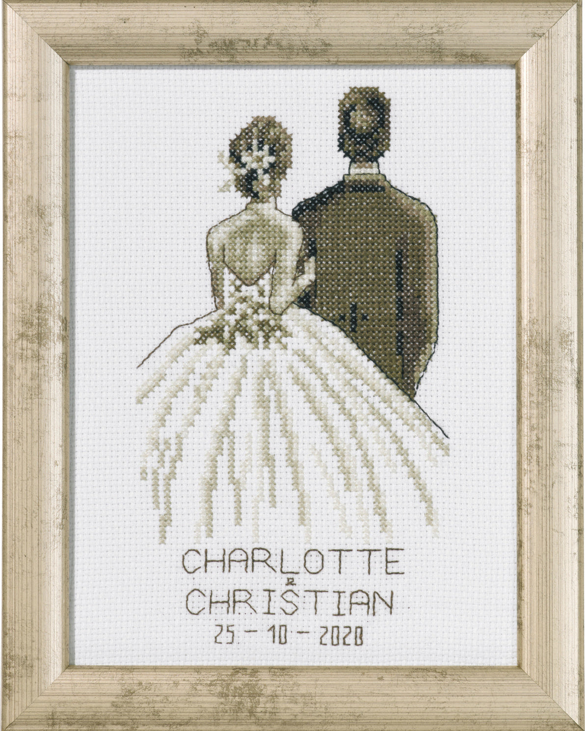 Sort/Hvid Bryllupsbillede – Broderikit (14 x 19 cm)