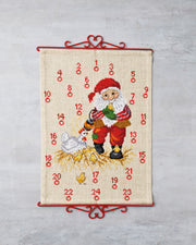 Julekalender Julemand & Kyllinger - Broderikit (38×53 cm)