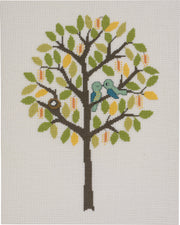 Forårstræ med Fugle – Broderikit (32 x 37 cm)