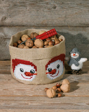 Kurv med Snemænd – Broderikit (21x15 cm)